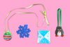 clay charm, crochet snowflake, puzzle purse, penguin ornament