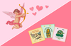 A picture of Cupid with pink hearts and Honest History Valentines