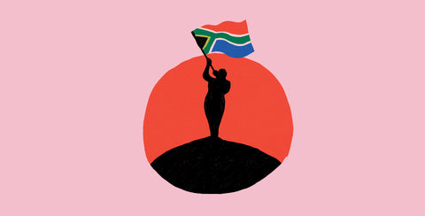 Illustration of a person waving the flag of South Africa