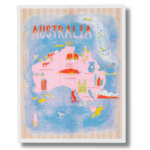 Map of Australia Risograph Print