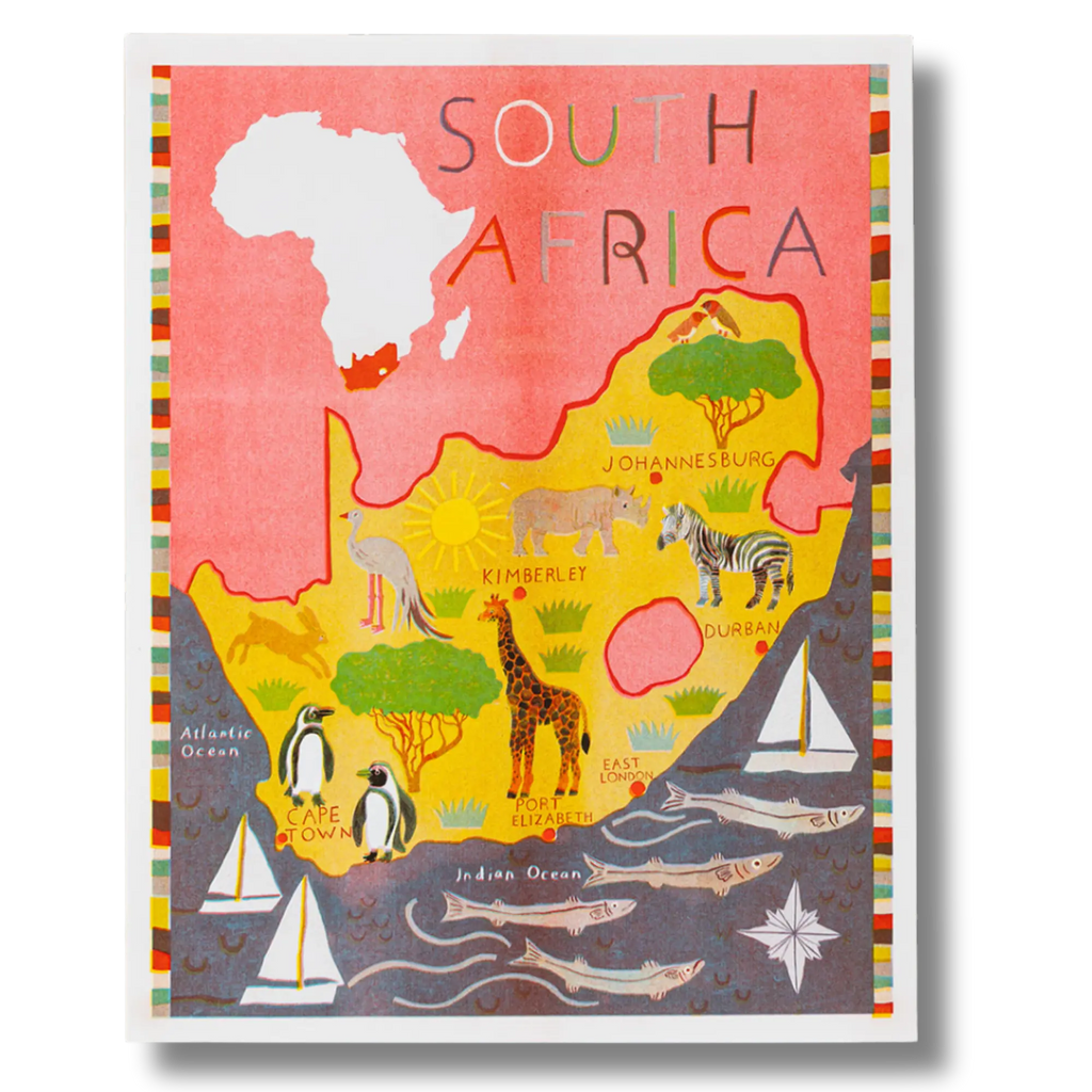 Map of South Africa risograph print