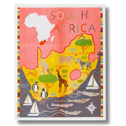 Map of South Africa risograph print