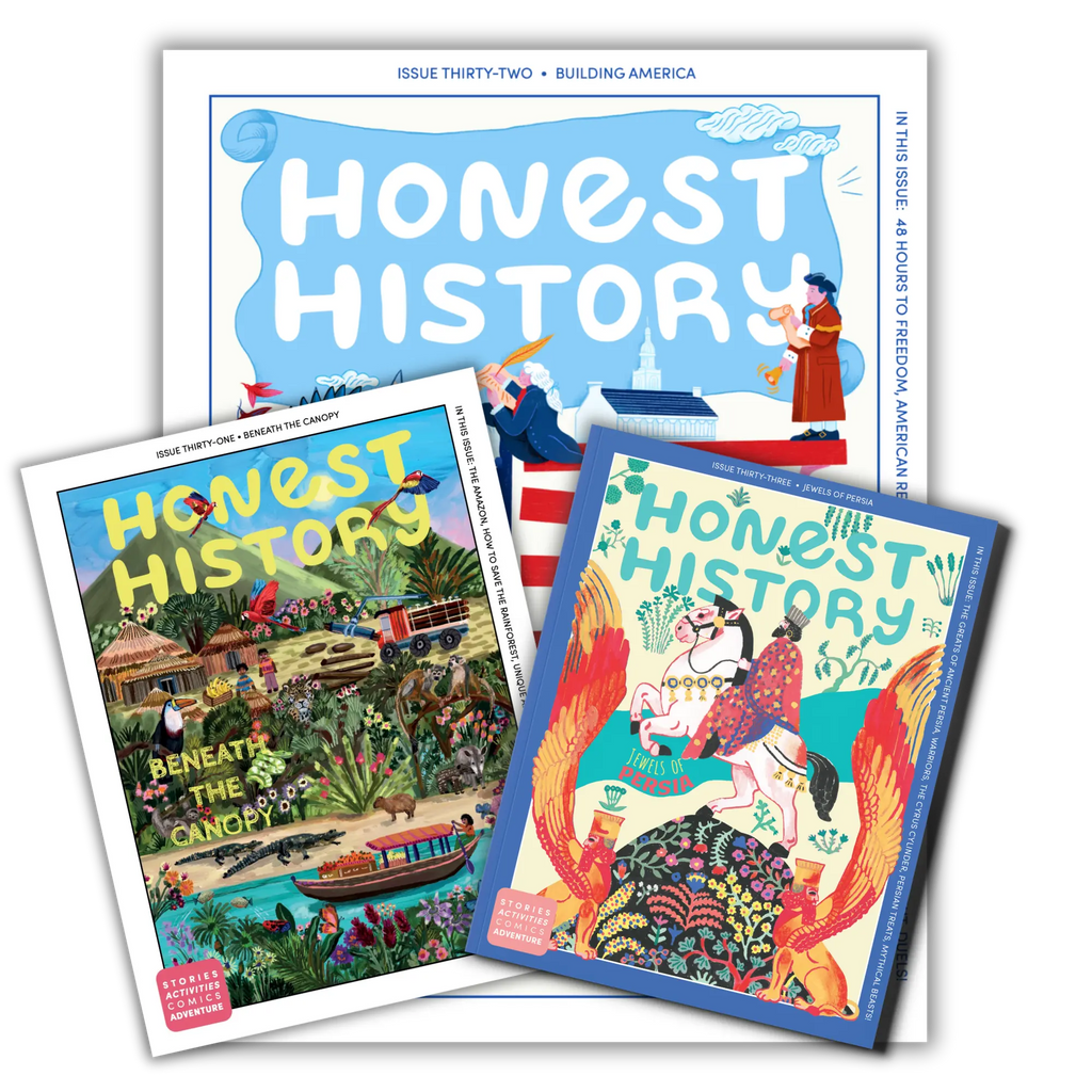Honest History magazine for kids subscription bundle magazine covers featuring founding of America and more history for children