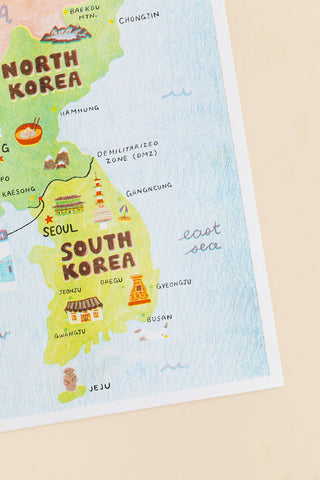 Map of the Korean Map featuring North and South Korea