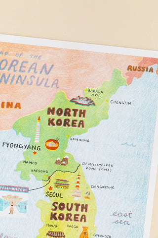 Map of the Korean Map featuring North and South Korea