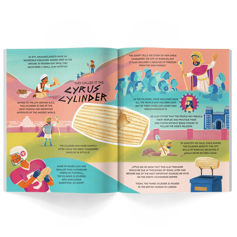 Magazine story about Cyrus the Great from Honest History issue thirty-three titled 'Jewels of Persia' for kids.