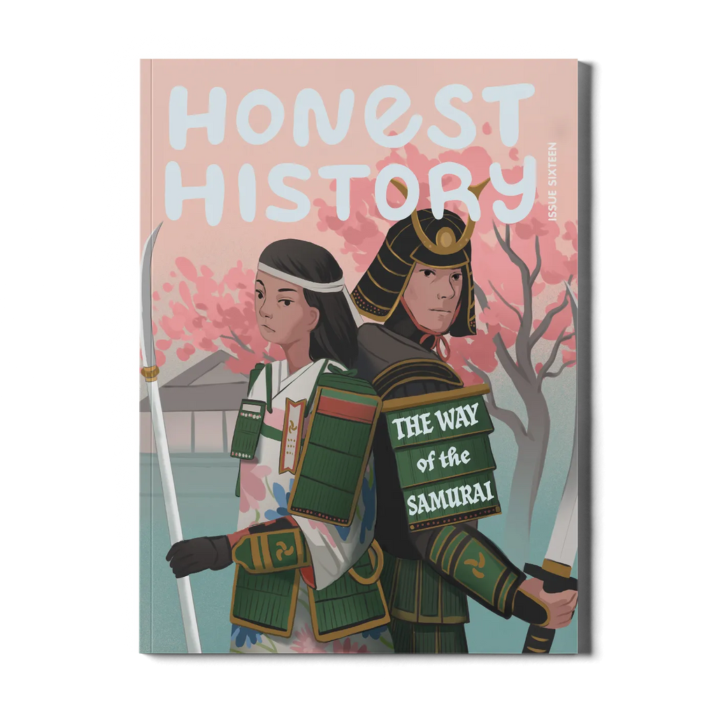 honest history magazine issue 16 cover about japan, samurai, and japanese culture written for kids ages 6–12