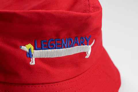 red legendary bucket hat for kids in children's size one-size-fits-all
