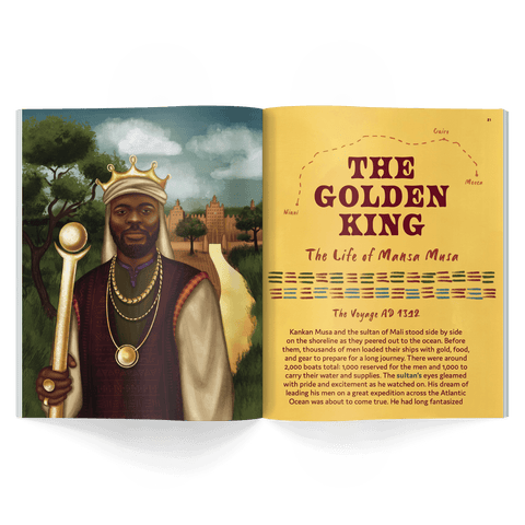 the golden king story from honest history magazine issue 13 about africa, mansa musa, timbuktu, and salt and gold written for kids ages 6–12