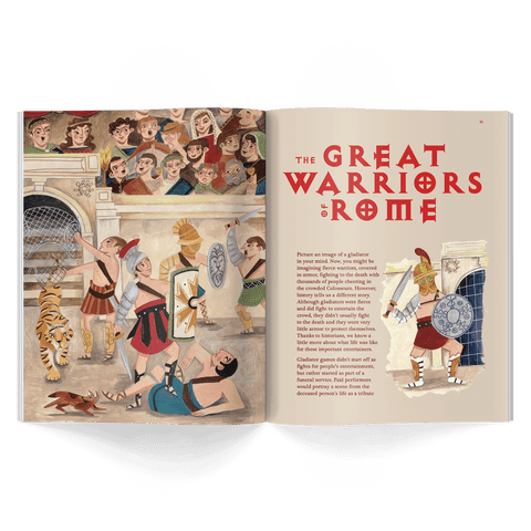 the great warriors of rome story from honest history magazine issue 4 about ancient rome, gladiators and roman life written for kids ages 6–12
