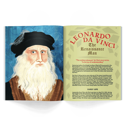 leonardo da vinci the renaissance man story from honest history magazine issue 9 cover about the renaissance, poets, authors, scientists and inventions written for kids ages 6–12